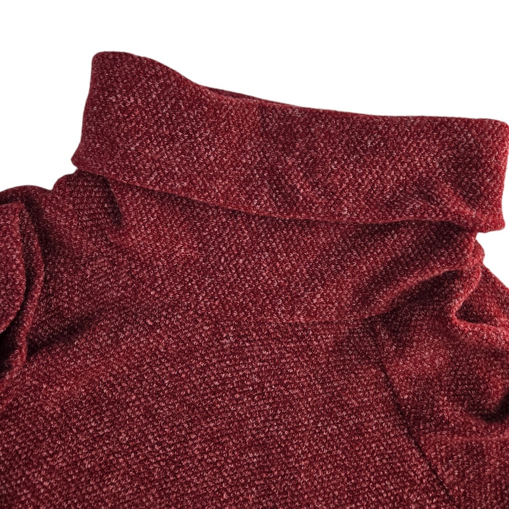 Misia Womens Large Burgundy Textured Cowl Neck Short Sleeve Flared Knit Top